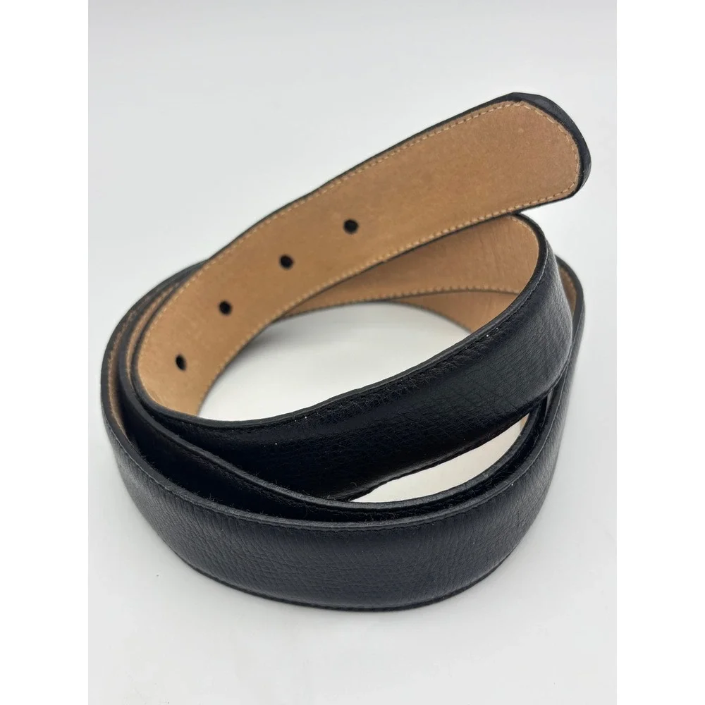 VINTAGE L'AIGLON Black Leather Belt Gold Brass Buckle‎ Office Work Mens 40 / 109